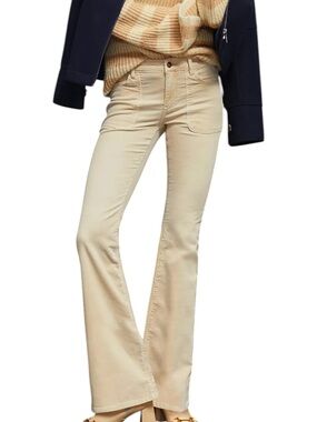 Pilcro and the Letterpress Light Beige Corduroy Pants with Button Waist